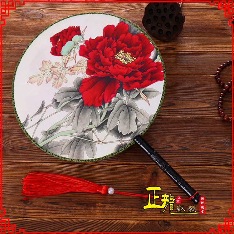 南雄古典中国风团扇空白扇跳舞蹈扇 真丝宫扇